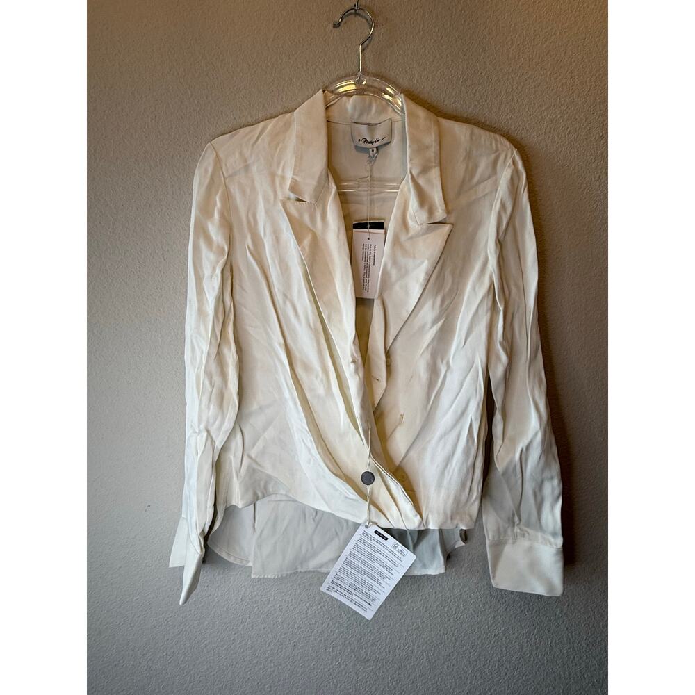 NWT 31 Phillip Lim Long Sleeve Notch Lapel Surplice Blazer White Womens Size XXS